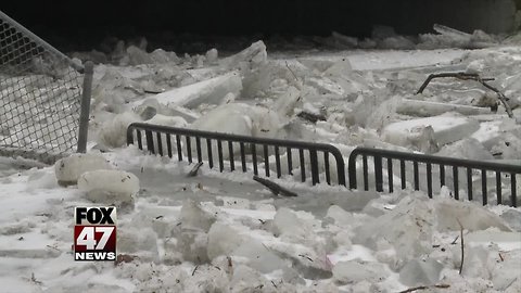 New footage of ice jam and flood damage in Portland