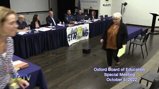 Oxford Board of Education Special Meeting 10/4/22