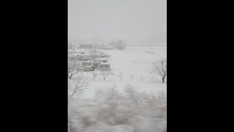 Snow scene on the train