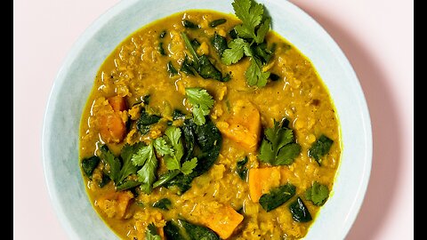 Spinach, sweet potato & lentil dhal