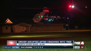 Driver airlifted after crashing into tree in Alva