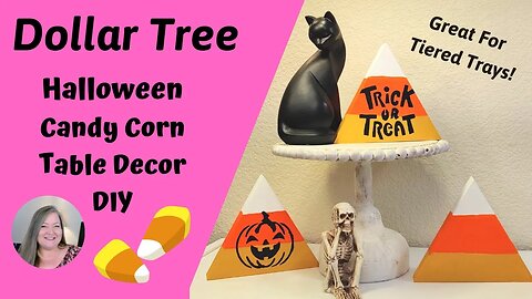 Halloween Candy Corn Table Decor DIY ~ Dollar Tree Halloween DIY ~ Budget Friendly Halloween Craft!