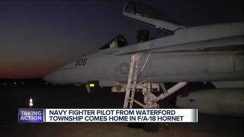 Navy fighter pilot comes home in F/A-18 hornet