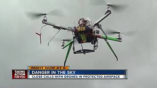 Drones flying dangerously close to airplanes over protected airspace