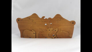 Puzzle, Bison, Buffalo Family, Mom, Dad, and Babies, Handmade Finished with Oil and Bees Wax