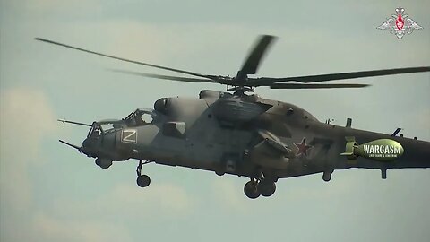 Russia's Mi-35 helicopter in action over Kupyansk