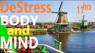 Farm Windmill Countryside Landscape Stream Water & Bird Sounds for Relaxation, Study, Sleep, Work