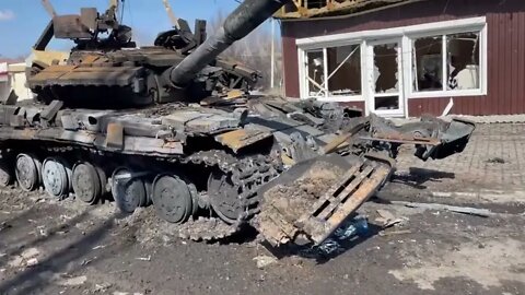 Another destroyed Ukrainian T-64BV model 2017, I believe