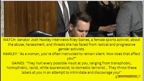 WATCH: Senator Josh Hawley interviews Riley Gaines, a female sports activist