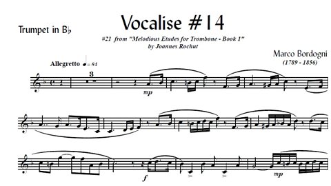 🎺🎺 [TRUMPET VOCALISE ETUDE] Marcos Bordogni Vocalise for Trumpet #14 (Demo Solo and play-along)