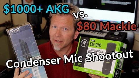 $80 MACKIE EM-91C vs. $1000+ AKG-C414 - Large-Diaphragm CONDENSER MIC SHOOTOUT - Guitar Discoveries