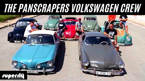 The Panscrapers Volkswagen Crew from Barcelona in Spain with their Volkswagen Beetles & Karmann Ghia