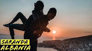 Saranda Albania | View of Sunset from Monastery of Forty Saints and Full Moon | Travel Video Vlog