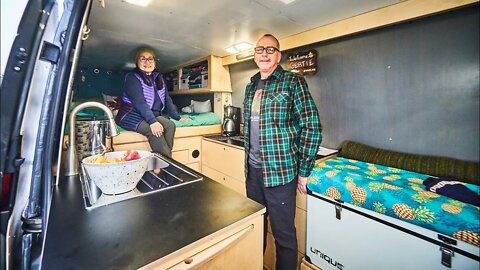 Couple Retires into VanLife! Professional Sprinter Van Conversion Build with an electric oven!!