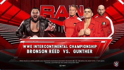 WWE Monday Night Raw Gunther vs Bronson Reed for the WWE Intercontinental Title