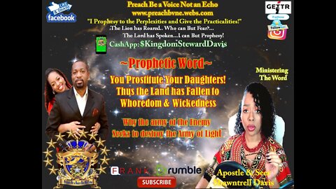 You Prostitute Your Daughters, Now the Land has Fallen to Whoredom & Wickedness