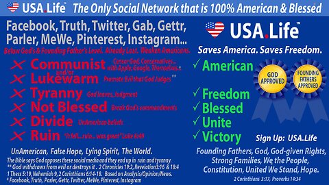 USA.Life Social Network Is 100% America and Blessed!