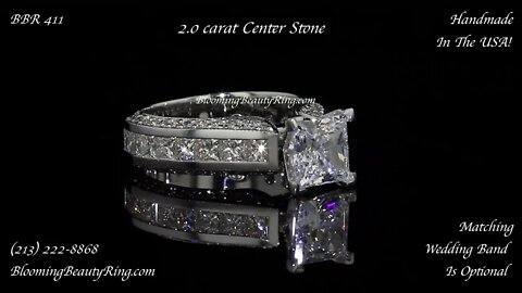 BBR 411 Handmade In The USA Diamond Engagement Ring With Princess Cut Diamonds