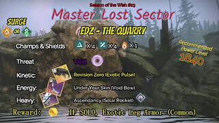 Destiny 2 Master Lost Sector: EDZ - The Quarry on my Solar Warlock 12-19-23