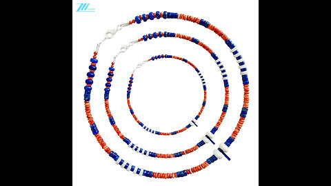 Orange spiny oyster white mop gemstone Lapis lazuli beads faceted Garnet necklace03