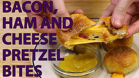 Ham and cheese bacon pretzel bites
