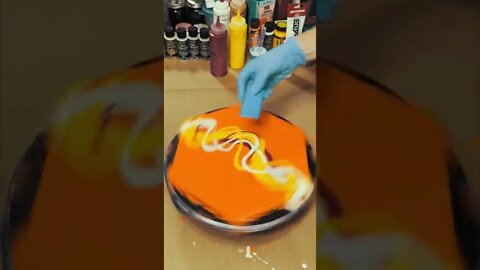 Stunning! Spin Swipe with Orange base | #acrylicpouring #spinart #swipe