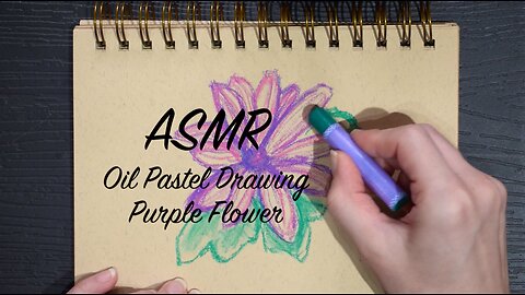 ASMR Oil Pastel Drawing | Purple Flower | Sketching Sounds | (No Talking)