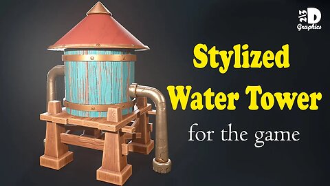A stylized water tower for the game