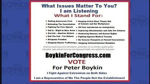 Peter Boykin For US Congress Will Fight For We The People Not The Establishment