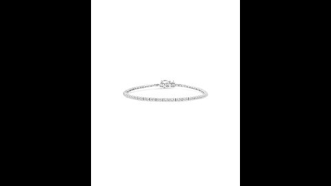 .925 Sterling Silver Diamond Link Tennis Bracelet - Choice of Style and Carat Weight