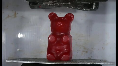 Giant Gummy Bear Crushed By Hydraulic Press Turns Into Glue!