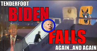 Braindead Joe Biden falls while boarding Air Force One...again.