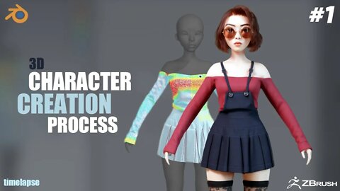 stylized character speedthrough |Part 1 |sculpting base | cloth creation in clo3D | ZBrush |Blender