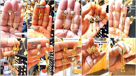 Latest Hallmark Gold long chain Earrings/ Hanging Earrings D