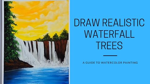 Tricks To Draw Realistic WATERFALL, TREES (step by step) Tutorial - Soft Pastel Drawing