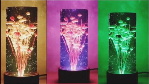 Cylinder Epoxy Lamp with Flower _ Epoxy Resin Art