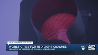 Worst Valley intersections for red light crashes