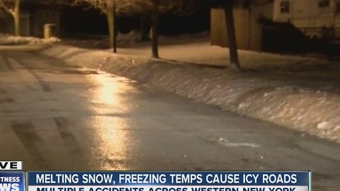Neighborhood streets slick with coating of ice
