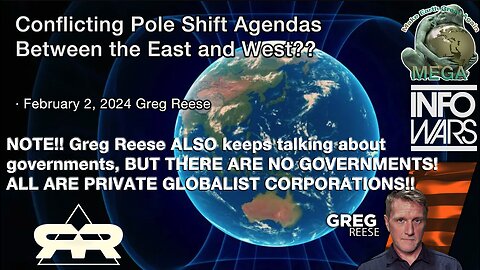 NOTE!! Greg Reese ALSO keeps talking about governments, BUT THERE ARE NO GOVERNMENTS! ALL ARE PRIVATE GLOBALIST CORPORATIONS!! -- Conflicting Pole Shift Agendas Between the East and West