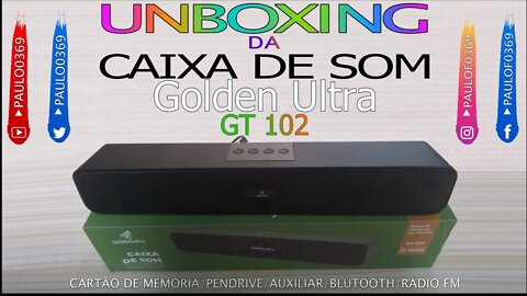 Unboxing da Caixa de Som Bluetooth GoldenUltra SoundBar GT-102