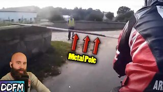 Motorcycle Rider Got Clotheslined by Metal Pole!? WHAAT!?!