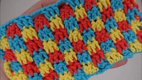 How to crochet colorful block stitch free written pattern in description