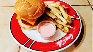 Fast Food 🍔🍟 Classic Cheeseburgers & Fries- Simple Retro Combo 🍟🍔🍦