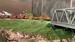 N Scale Atlas locos cruzin around the layout.