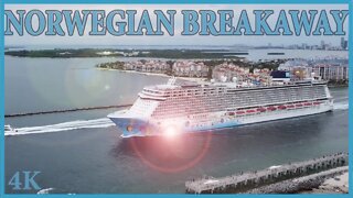 Norwegian Breakaway Departs Port of Miami - 4K