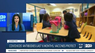 A study finds that kids' antibodies last six months after getting infected