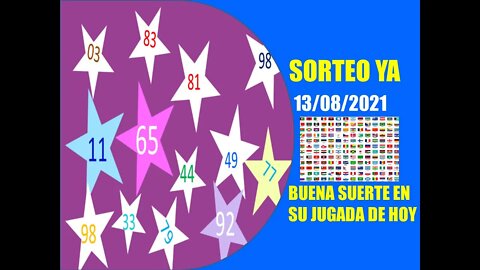 SORTEO YA NUMERO PROBABLE 13 AGOSTO 2021