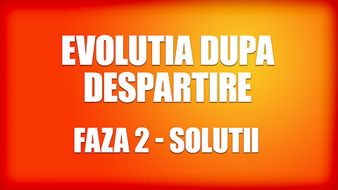 EP. 5 - FAZA 2 : SOLUTII | EVOLUTIA DUPA DESPARTIRE