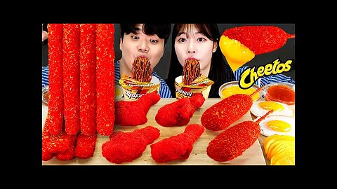 ASMR MUKBANG | Eating Cheetos with GONGSAM(Hotdog, Chicken, Cheese stick), Black bean noodles