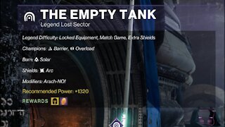 Destiny 2 Legend Lost Sector: The Empty Tank on the Tangled Shore 8-27-21